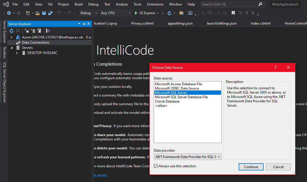 Using Server Explorer